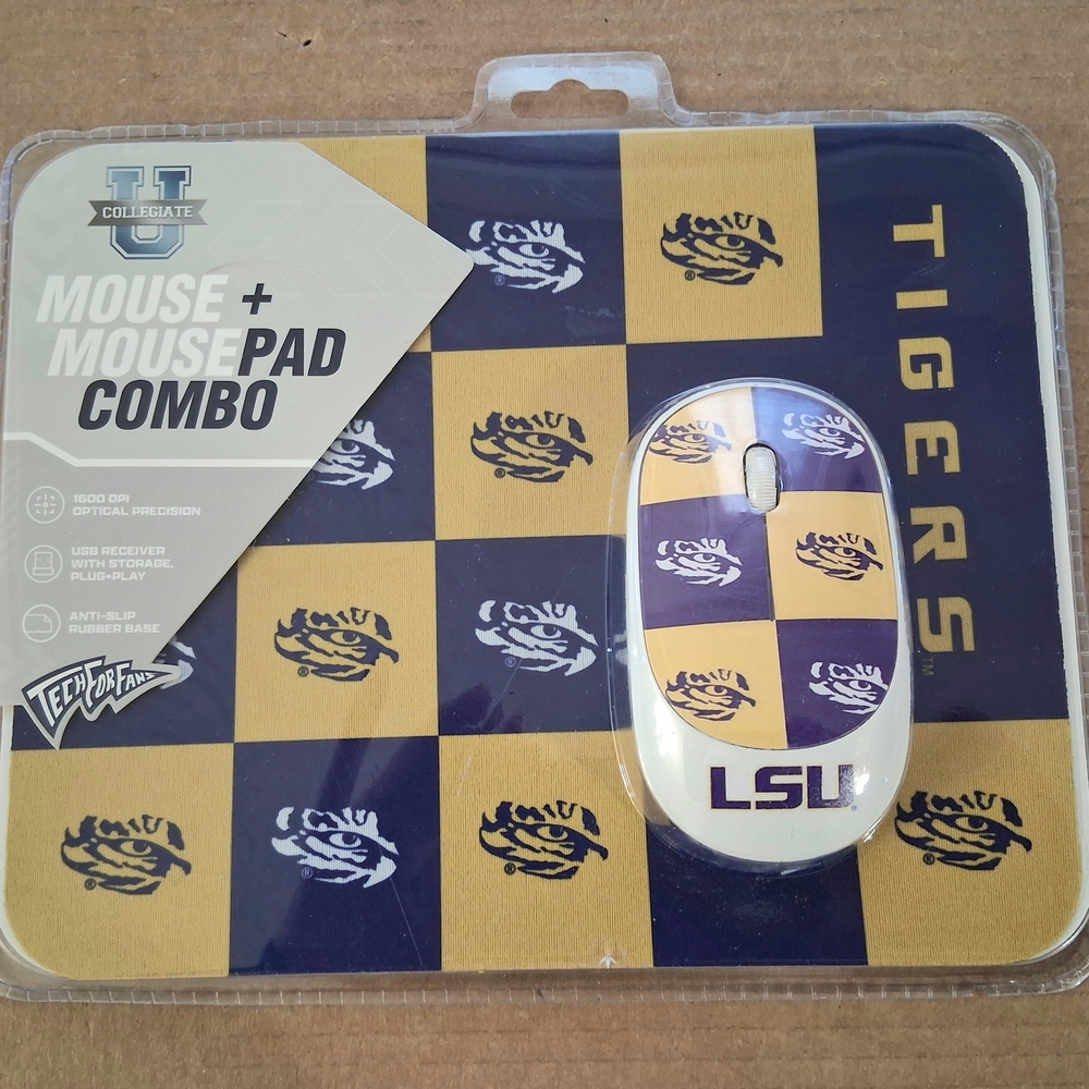 LSU Tigers Mouse and Mouse Pad Set - Purple and Gold